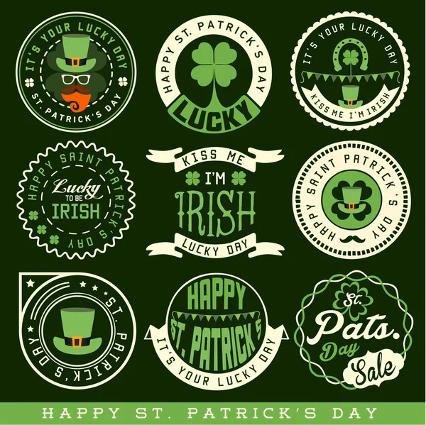 Fête de la Saint Patrick Éléments et insignes de design typographique — Image vectorielle