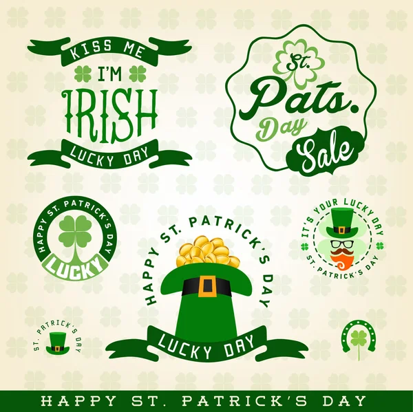 Fête de la Saint Patrick Éléments et insignes de design typographique — Image vectorielle