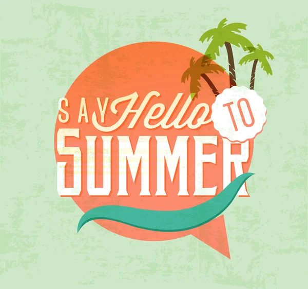 Diga hola a los diseños caligráficos del verano en estilo vintage — Vector de stock