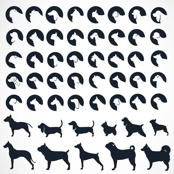 Colección de Siluetas para perros. Iconos vectoriales . — Vector de stock