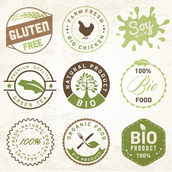 Natural Organic Labels and Badges — Stock Vector