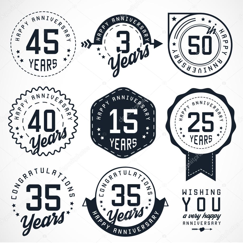 Anniversary Badges and Labels in Vintage Style