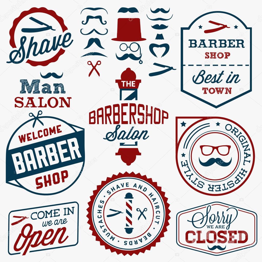 Collection of Vintage Barber Shop Design Elements