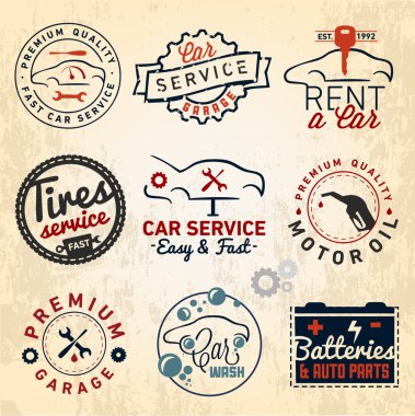 Etiketler ve simgeler Vintage tarzı araba rozetleri