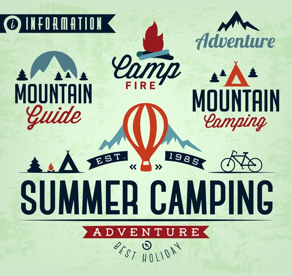 Summer Camping Vector Calligraphy Design Elements in Vintage style — Stock Vector