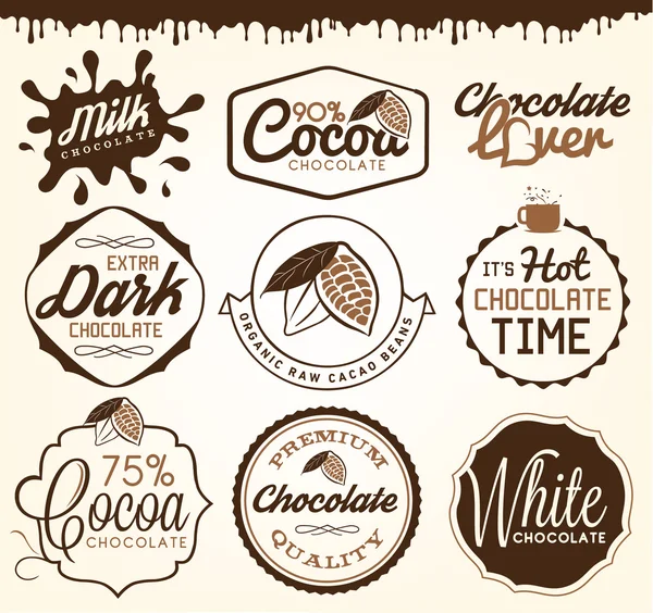 Elementy projektu czekolada, etykiety i odznaki w stylu Vintage Grafika Wektorowa