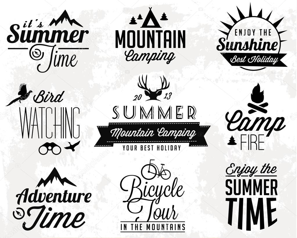 Summer Camping Vector Calligraphy Design Elements in Vintage style