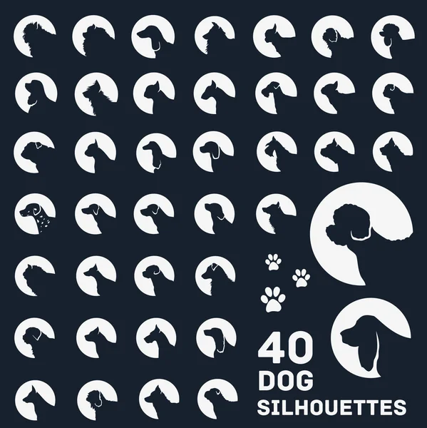 Collection of Dog Silhouettes. Vector Icons. — Stock Vector