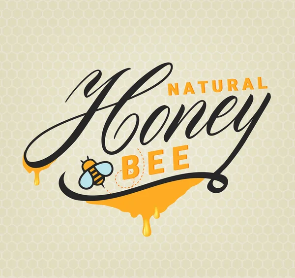 Étiquettes et insignes au miel dans un style vintage — Image vectorielle
