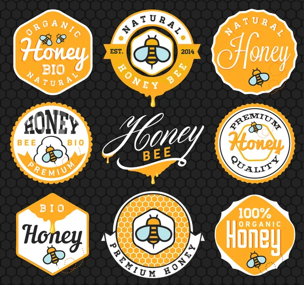 Honing Labels en Badges in Vintage stijl — Stockvector