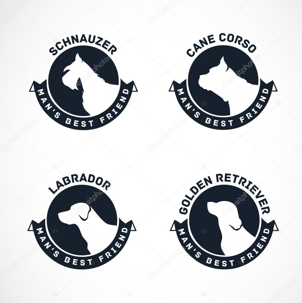 Dog Silhouettes Vector Collection. Vintage Dog Badges