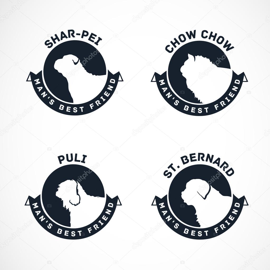 Dog Silhouettes Vector Collection. Vintage Dog Badges