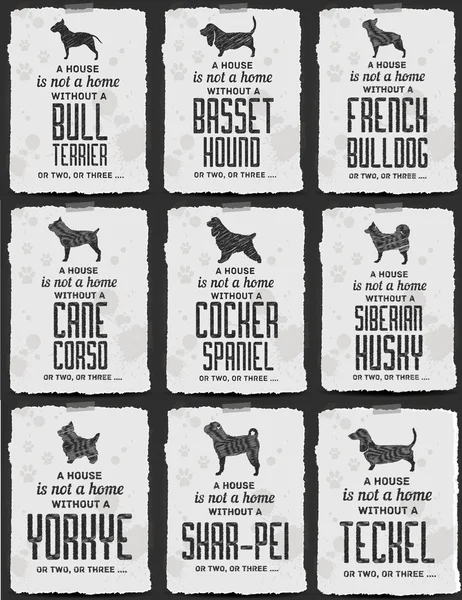 Conjunto de cartel de perro — Archivo Imágenes Vectoriales