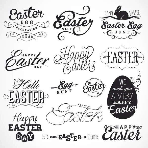 Easter Typographical Design Elements in Vintage Style. Greeting Card Illustrations — Stock Vector