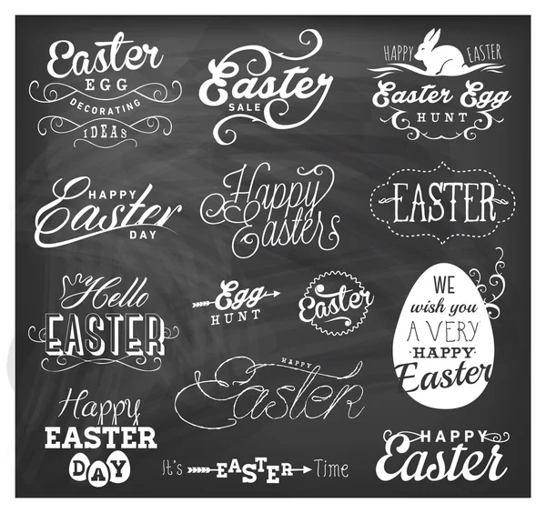 Easter Typographical Design Elements in Vintage Style. Greeting Card Illustrations — Stock Vector