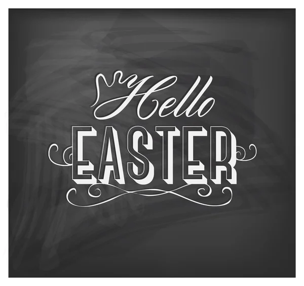 Hello Easter Typographical Text on Chalkboard — Stock Vector