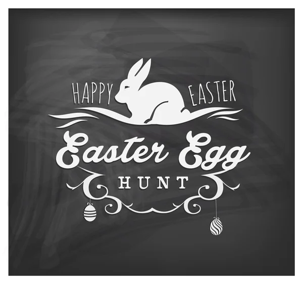 Easter Egg Hunt Typographical Text on Chalkboard — Stock Vector