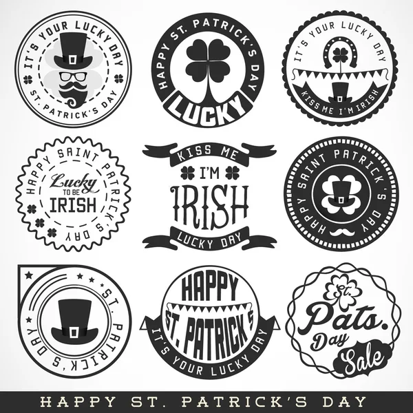 Fête de la Saint Patrick Éléments et insignes de design typographique — Image vectorielle