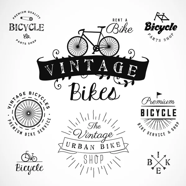 Insignias y etiquetas de bicicleta en estilo vintage — Vector de stock