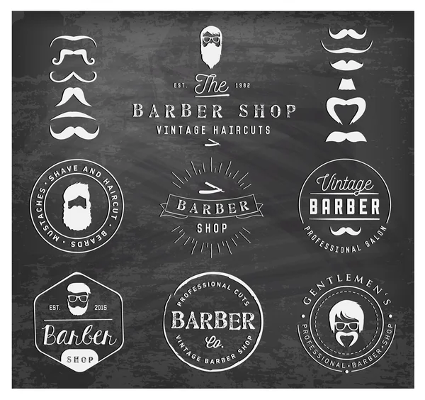 Vintage Barber Shop Badges and Labels — Stock Vector