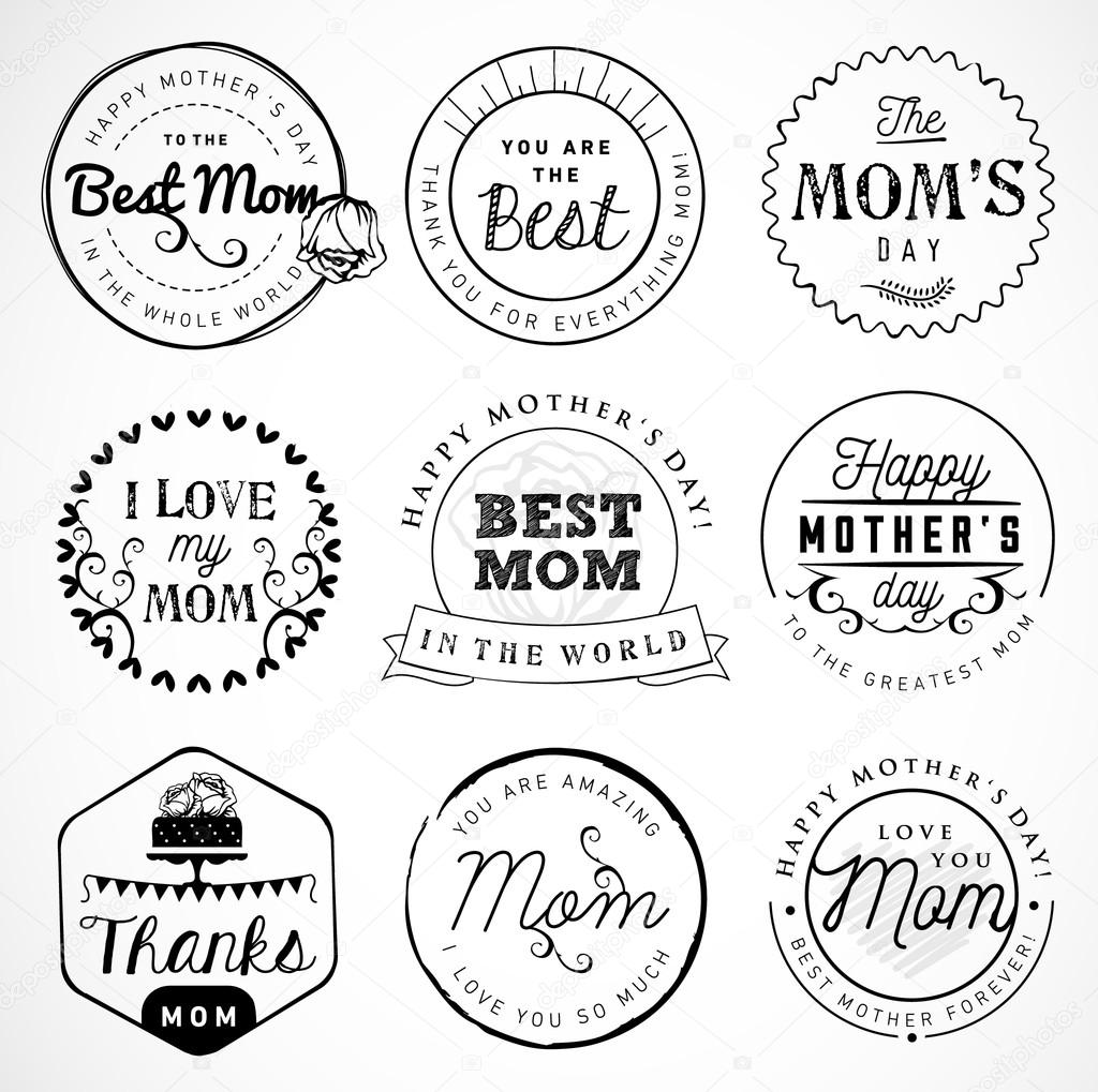 Mother's Day Badges and Labels in Vintage Style