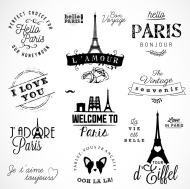 Paris Badges and Labels in Vintage Style