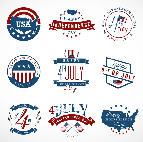 American Independence Day Badges and Labels in Vintage Style — Stock Vector