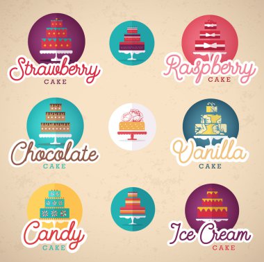 Renkli Retro doğum günü ve düğün pastaları koleksiyonu