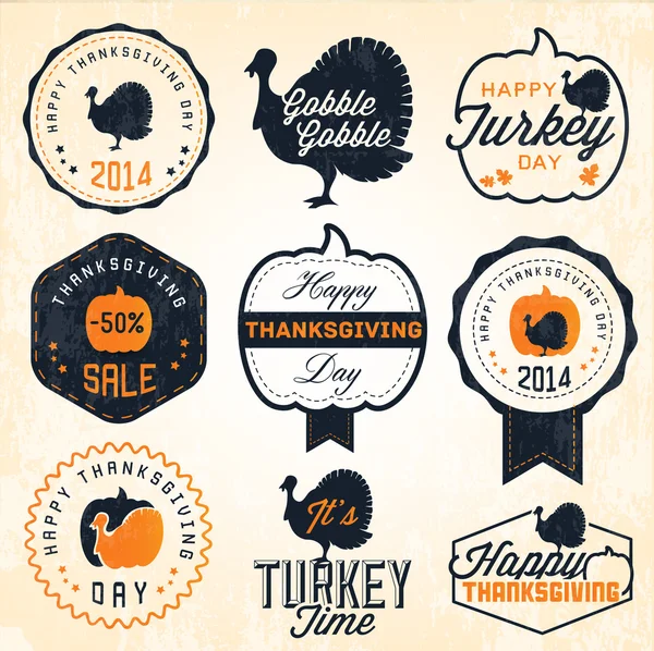 Emblemas de Dia de Ação de Graças e Etiquetas em Estilo Vintage —  Vetores de Stock