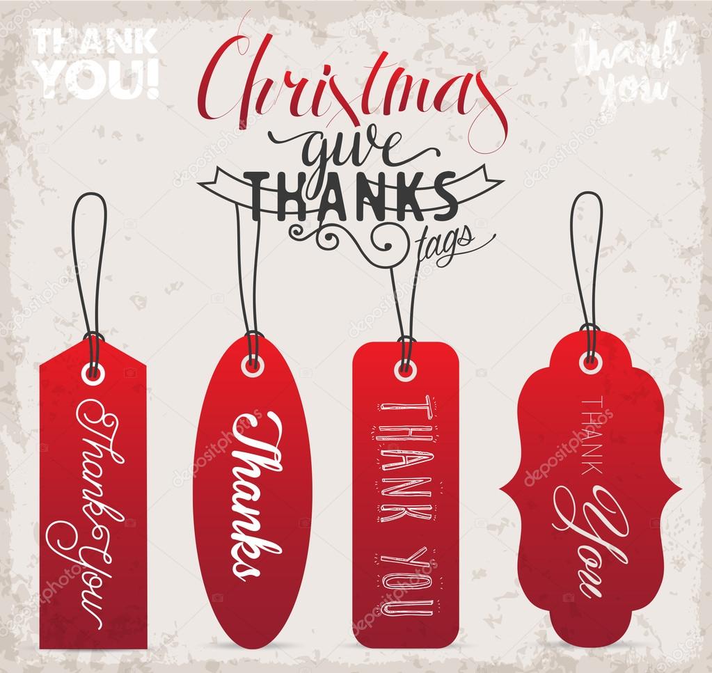 Calligraphy Christmas Thank You Gift Tags in Vintage Style