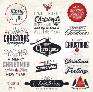 Noel tebrik kartı rozetleri ve Etiketler. Vektör çizim