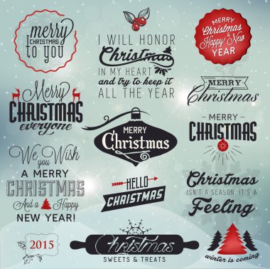 Noel tebrik kartı rozetleri ve Etiketler. Vektör çizim