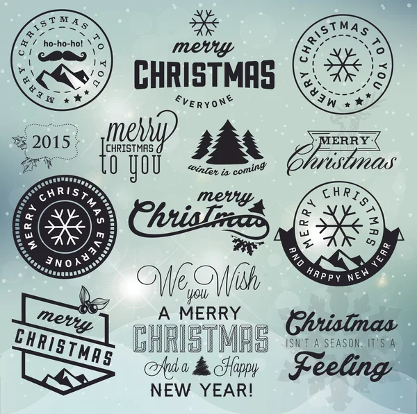 Tarjetas de felicitación y etiquetas navideñas. Ilustración vectorial — Vector de stock