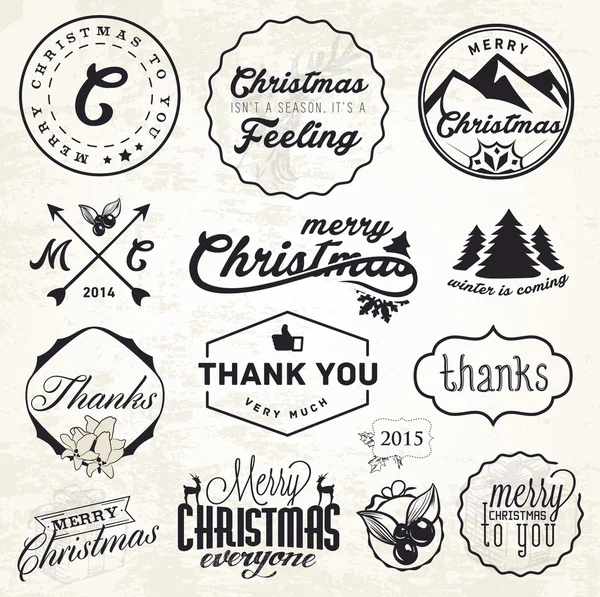 Christmas Greeting Card Badges and Labels. Vector Illustration — Stock Vector