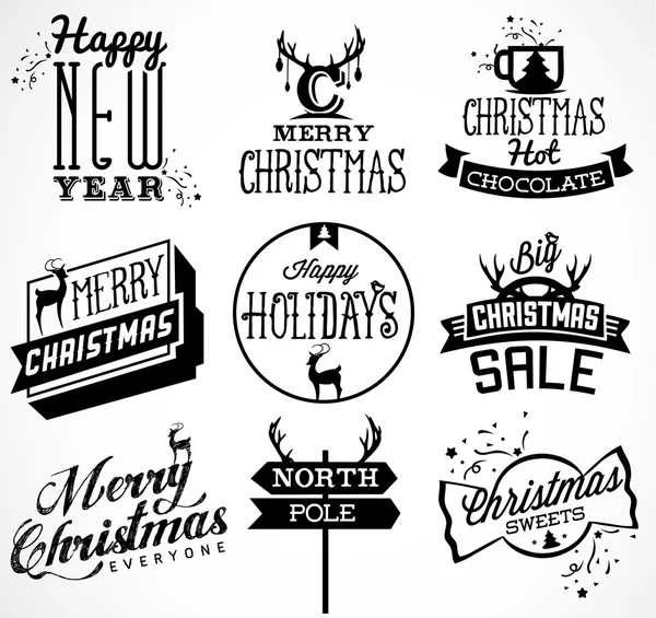 Christmas Greeting Card Badges and Labels. Vector Illustration — Stock Vector