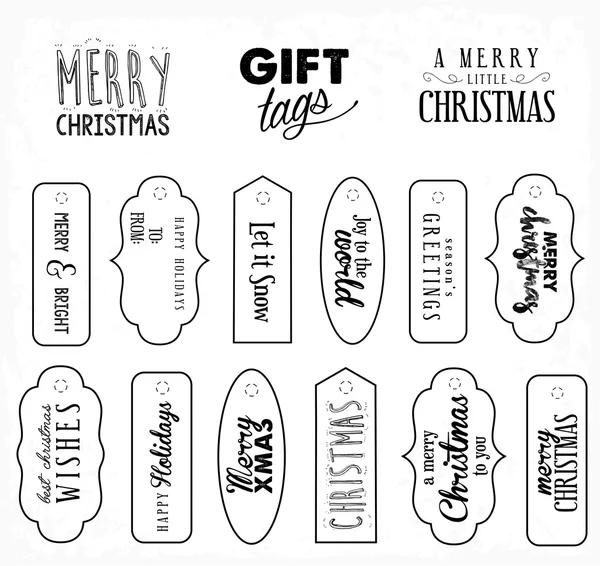 Etiquetas de presente de Natal caligráficas em estilo Vintage — Vetor de Stock