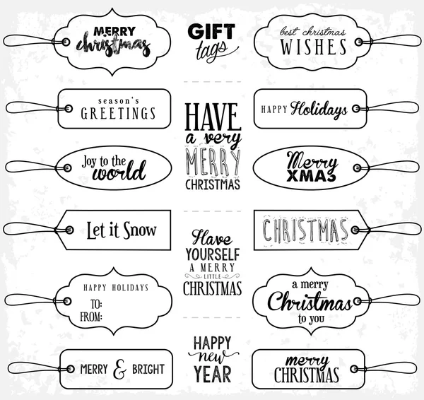 Étiquettes de cadeau de Noël calligraphiques dans le style vintage — Image vectorielle