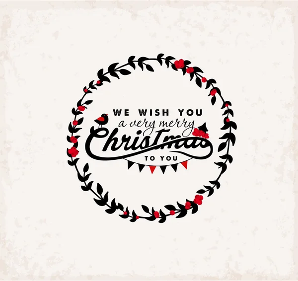 Élément de conception de carte de voeux de Noël calligraphique dans un style vintage — Image vectorielle