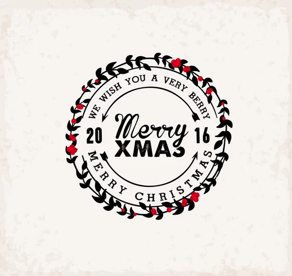 Elemento caligráfico de diseño de tarjetas de felicitación navideña en estilo vintage — Archivo Imágenes Vectoriales