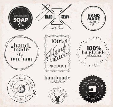 Hand Made Labels, Badges and Design Elements in Vintage Style clipart