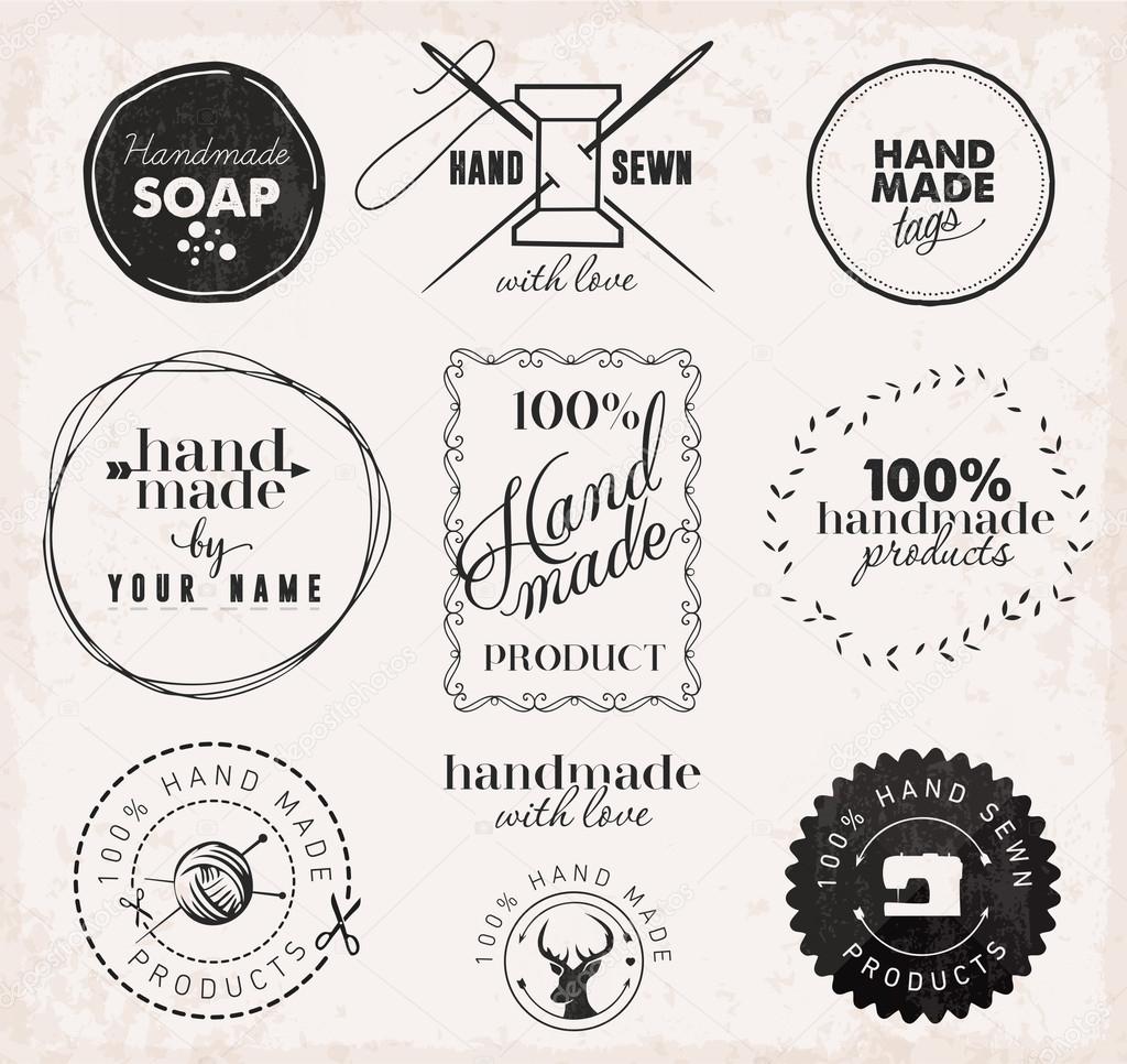 Hand Made Labels, Badges and Design Elements in Vintage Style