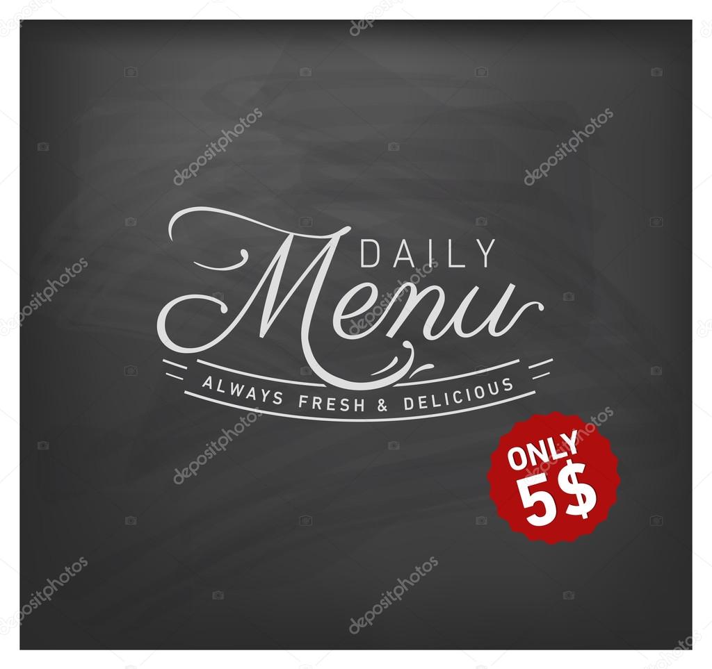 Restaurant Daily Menu Design Element in Vintage Style on Chalkboard