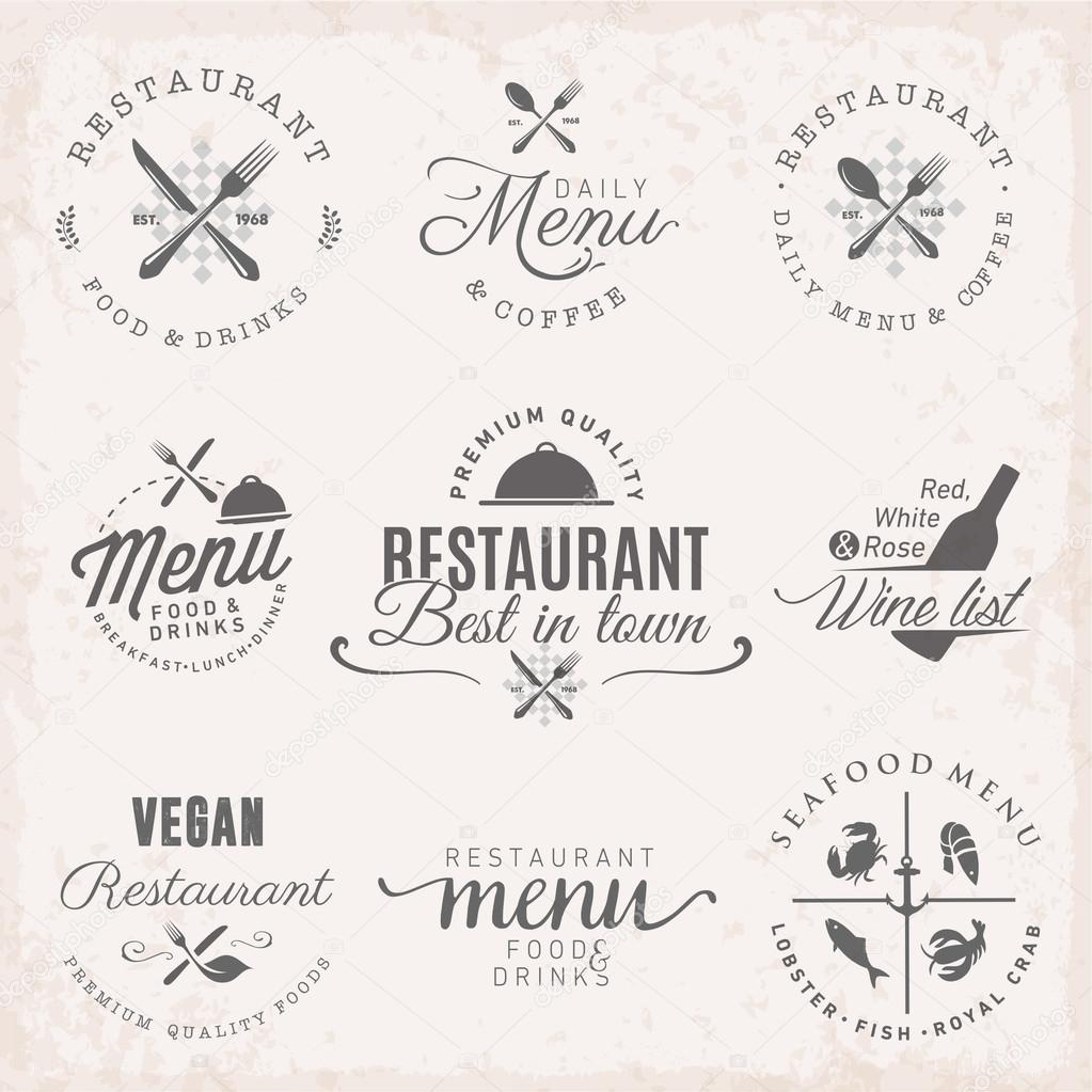 Restaurant Badges and Labels in Vintage Style. Menu Design Elements.