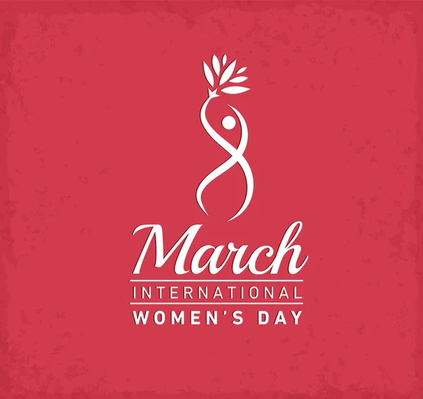 Happy Women's Day Design Element for Greeting Cards on Red Grungy Background. Illustrations vectorielles . — Image vectorielle