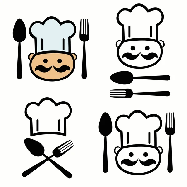 Set of  chef with fork and spoon — Stockvector