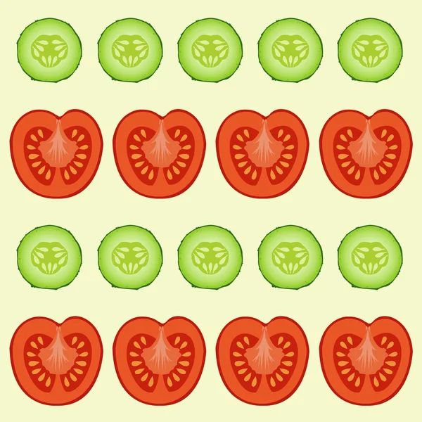 赤いトマトと緑のきゅうり — ストックベクタ