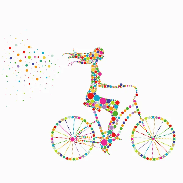 Silueta de una chica en bicicleta — Vector de stock