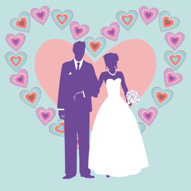 Düğün çifti silüeti