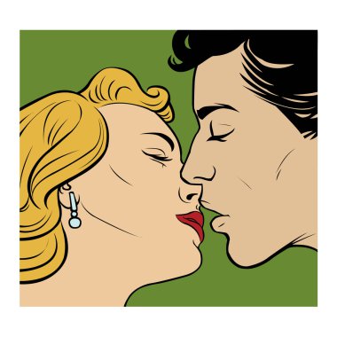 retro tarzı çift öpüşme