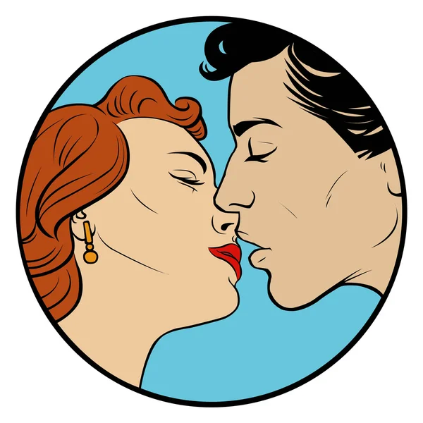 Φιλιά ζευγάρι σε στυλ ρετρό — Διανυσματικό Αρχείο